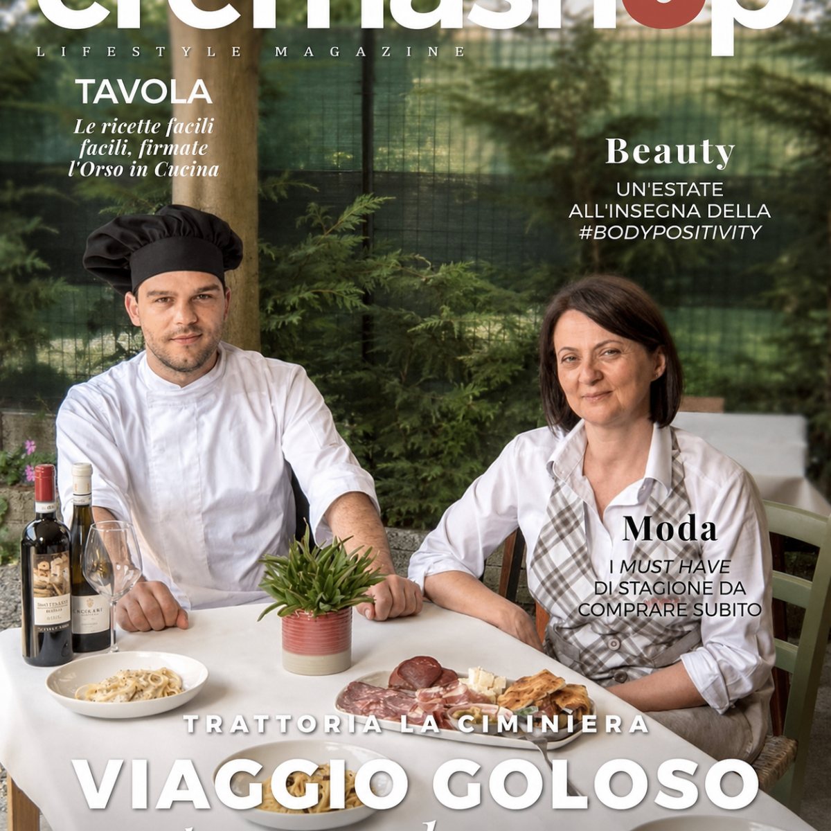 Dejan auf dem Cover eines Gastronomie-Magazins in Crema, Lombardei